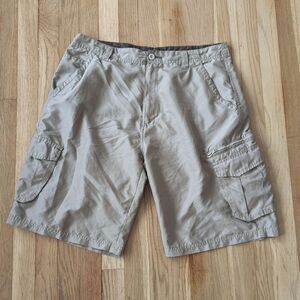 Burnside tan khaki cargo shorts